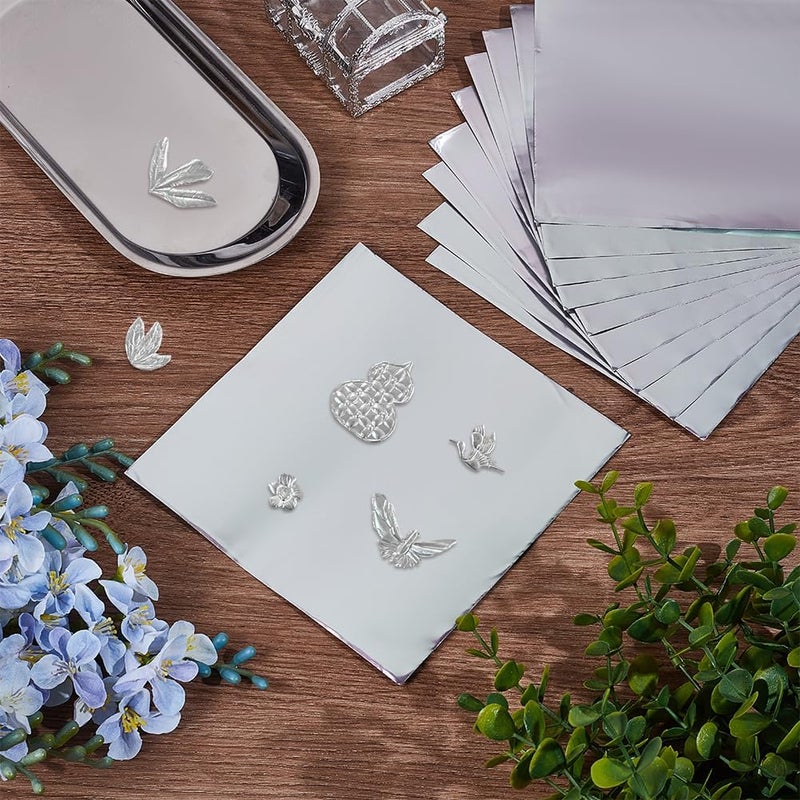 AHANDMAKER 100 ورقة من الألمنيوم للحرف اليدوية DIY لفافة رقائق 0.07 مم سميكة ورقة معدنية للحرف الفنية والرسم والنقش والتجسيم (6 بوصة × 6 بوصة، فضي) - Image 4